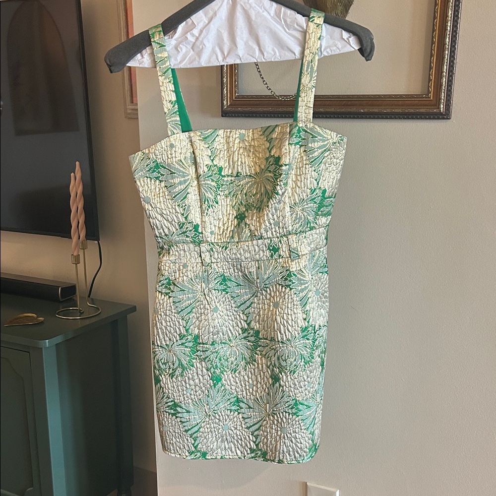 Lovers + Friends Green and Gold Mini Dress
